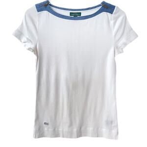 Ralph Lauren Jeans Capped Sleeved Shirt Sz M